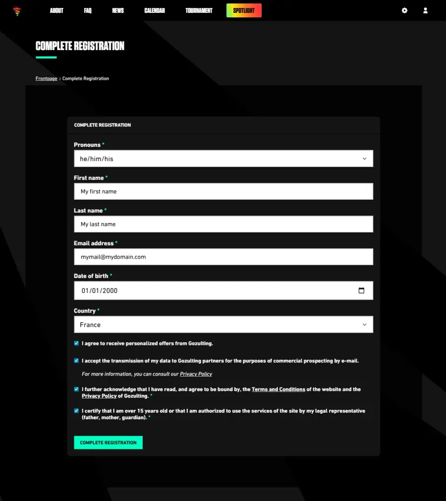 Create account