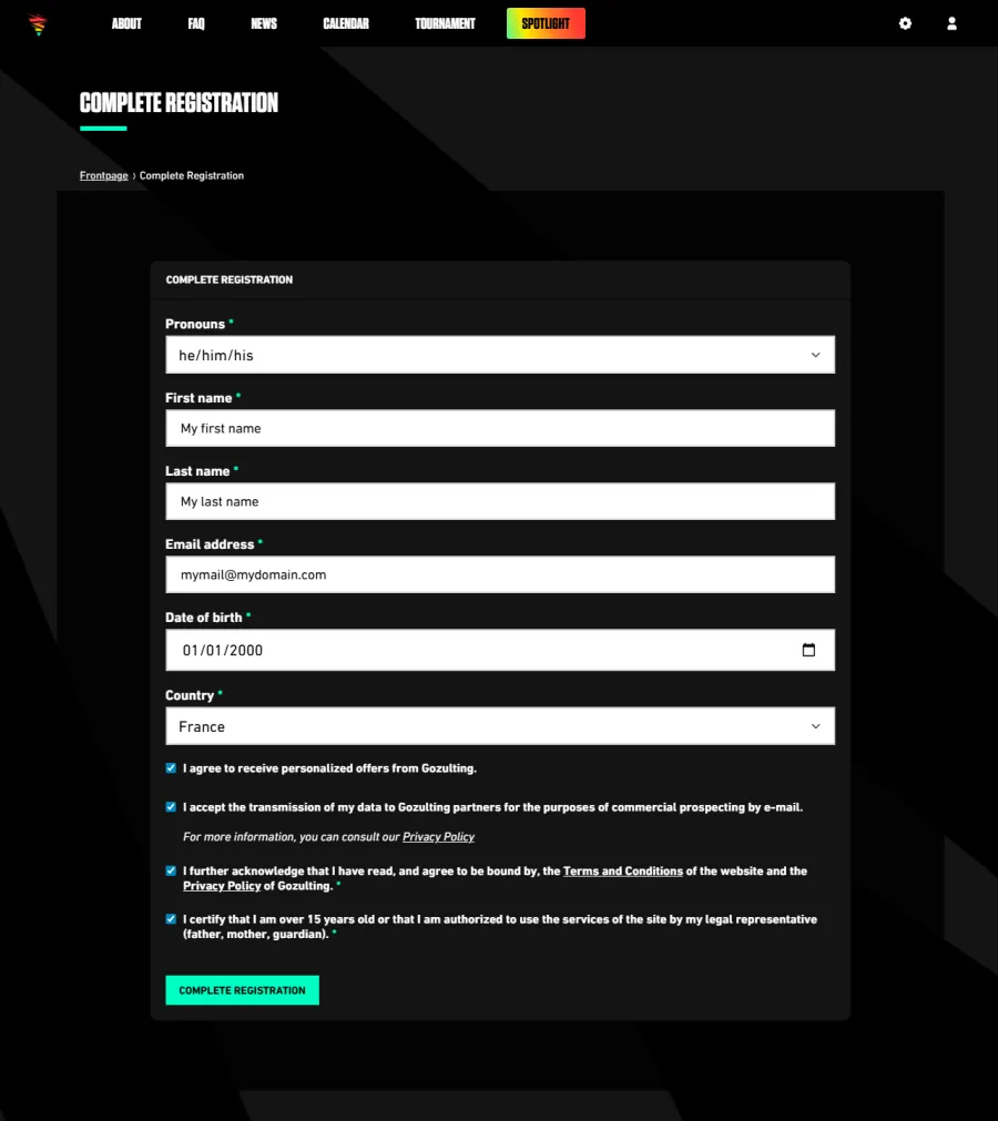 Complete Registration